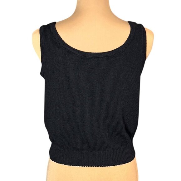 St John Basic Tank Top Sz.S Black Santana Knit Cropped Staple Capsule Wardrobe - Picture 3 of 9